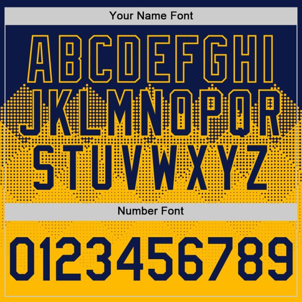 Custom Navy Gold 3D Pattern Design Gradient Square Shapes Authentic Baseball Jersey - Image 5