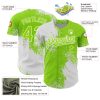 Custom Neon Green White 3D Pattern Design Abstract Brush Stroke Authentic Baseball Jersey - Image 3