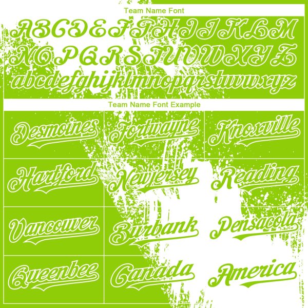 Custom Neon Green White 3D Pattern Design Abstract Brush Stroke Authentic Baseball Jersey - Image 4