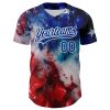 Custom Royal Red-White 3D American Flag Patriotic Authentic Baseball Jersey - Image 2