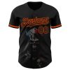 Custom Black Orange 3D Skull Fashion Authentic Baseball Jersey - Image 2