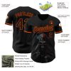 Custom Black Orange 3D Skull Fashion Authentic Baseball Jersey - Image 3