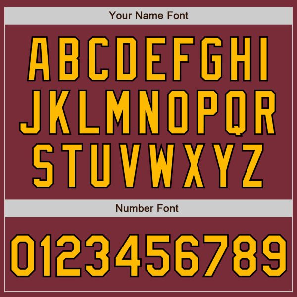 Custom Burgundy Gold-Black 3 Colors Arm Shapes Authentic Baseball Jersey - Image 6