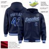 Custom Navy Royal-White Bomber Full-Snap Varsity Letterman Hoodie Jacket - Image 3