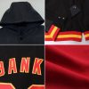 Custom Crimson Black-Neon Green Bomber Full-Snap Varsity Letterman Hoodie Jacket - Image 2