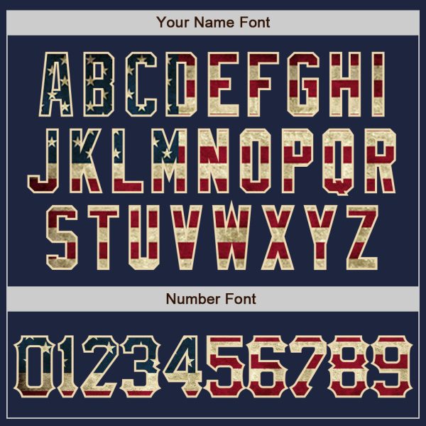 Custom Navy Vintage USA Flag-Cream Authentic Baseball Jersey - Image 5