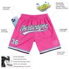 Custom Pink White Black-Light Blue Authentic Throwback Basketball Shorts - Image 2