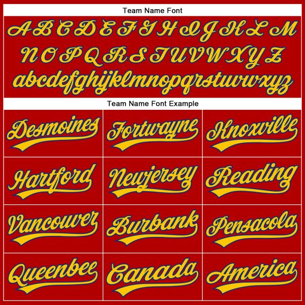Custom Red Yellow Pinstripe Royal Authentic Baseball Jersey - Image 4