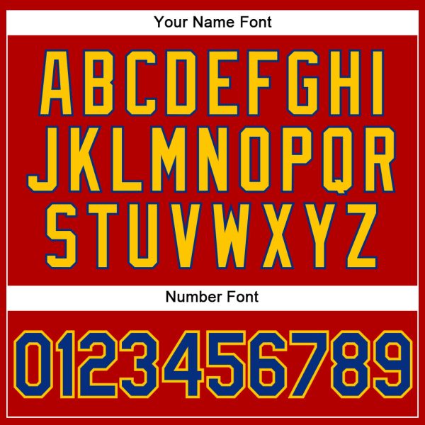 Custom Red Yellow Pinstripe Royal Authentic Baseball Jersey - Image 5