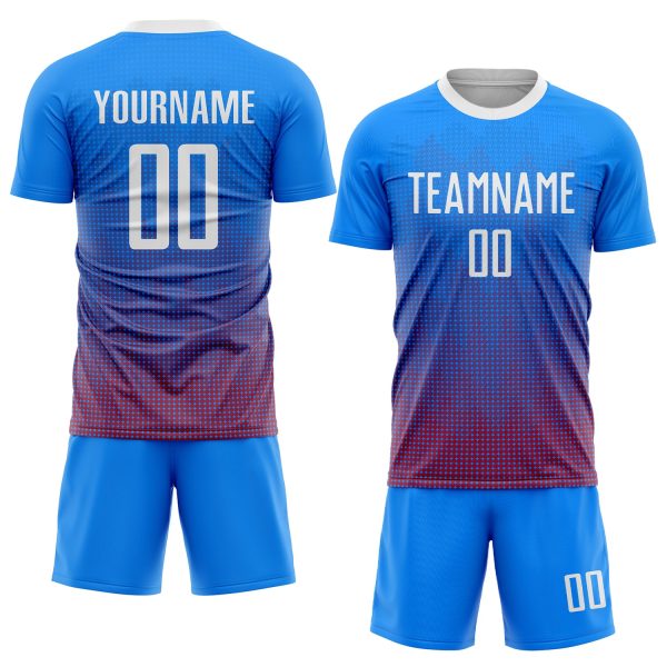 Custom Royal White-Red Sublimation Soccer Uniform Jersey - Image 2