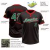 Custom Black Red Pinstripe Kelly Green-White Two-Button Unisex Softball Jersey - Image 3