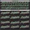 Custom Black Red Pinstripe Kelly Green-White Two-Button Unisex Softball Jersey - Image 4