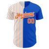 Custom Thunder Blue White-Orange Pinstripe Authentic Split Fashion Baseball Jersey - Image 2