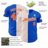 Custom Thunder Blue White-Orange Pinstripe Authentic Split Fashion Baseball Jersey - Image 3