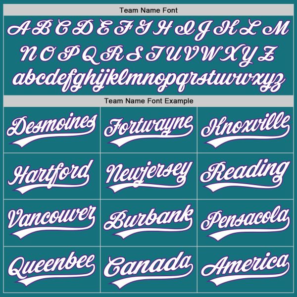 Custom Teal White-Purple Authentic Baseball Jersey - Image 4