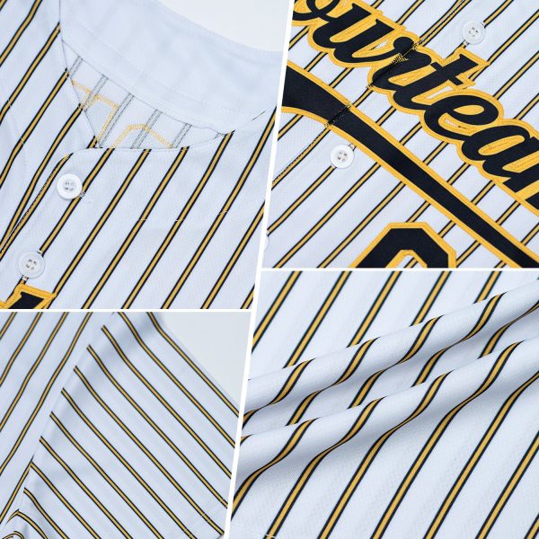Custom White (Navy Neon Green Pinstripe) Neon Green-Navy Authentic Baseball Jersey - Image 2