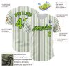 Custom White (Navy Neon Green Pinstripe) Neon Green-Navy Authentic Baseball Jersey - Image 3