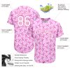 Custom Pink White 3D Pattern Design Breast Cancer Authentic Baseball Jersey - Image 3
